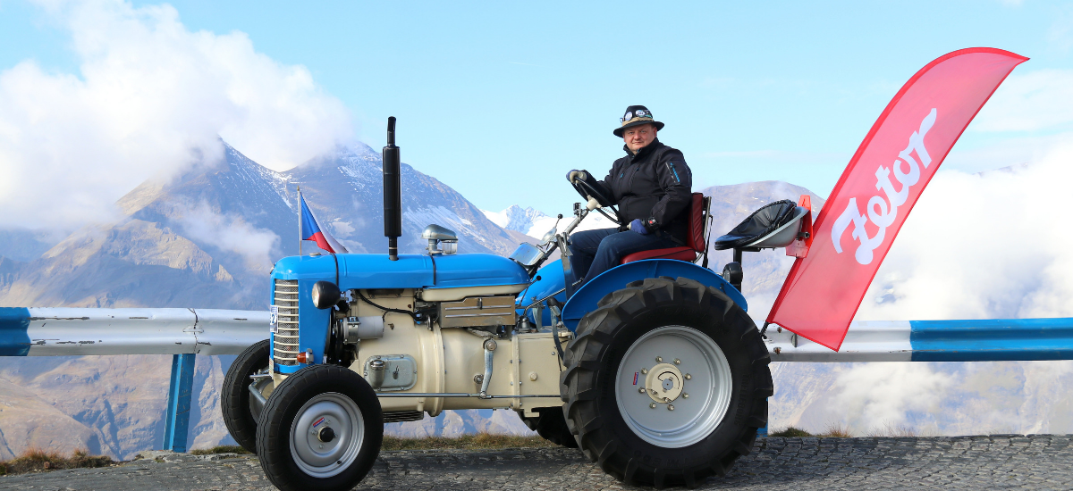 Havelka with his ZETOR reached the top of Grossglockner mountain road in 2,571 metres